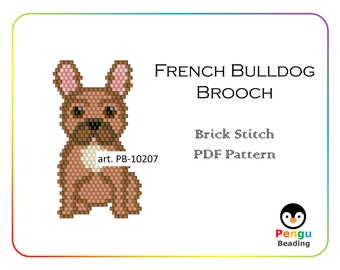 Beaded French Bulldog Brooch Bead Pattern - Miyuki Brick Stitch Beading Pattern PB-10207