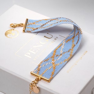 Beaded Blue Loom Bracelet - Miyuki Delica Beading Pattern PB-10353, Melani Collection