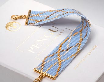 Beaded Blue Loom Bracelet - Miyuki Delica Beading Pattern PB-10353, Melani Collection