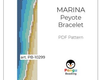 Beaded Sea Cost Peyote Even Count Bracelet - Miyuki Delica Beading Pattern PB-10299, Marina Collection