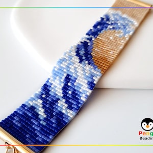 Beaded The GREAT WAVE Loom Bracelet - Miyuki Delica Beading Pattern PB-10134