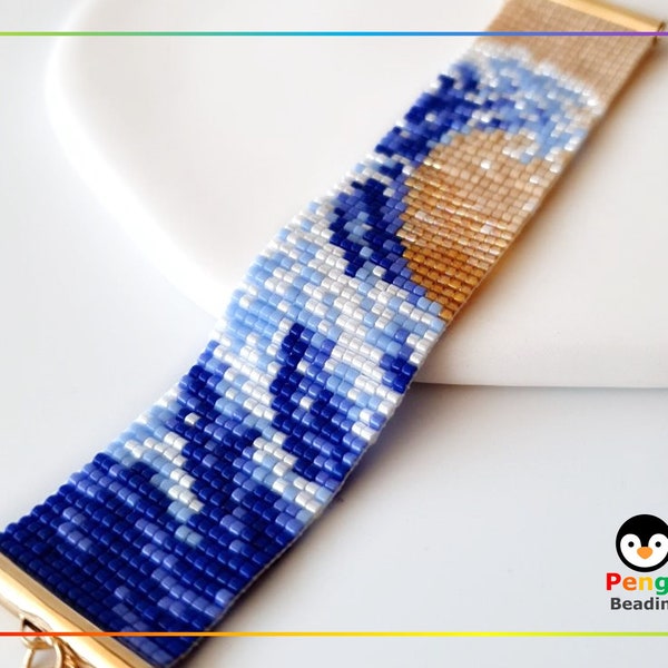 Pulsera con cuentas The GREAT WAVE Loom - Patrón de cuentas Miyuki Delica PB-10134