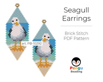 Beaded  SEAGULL Earrings - Miyuki Brick Stitch Beading Pattern PB-10292