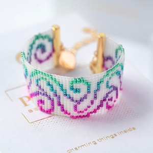 Beaded Colorful Metal Loom Bracelet Pattern - Miyuki Delica Beading Pattern PB-10117