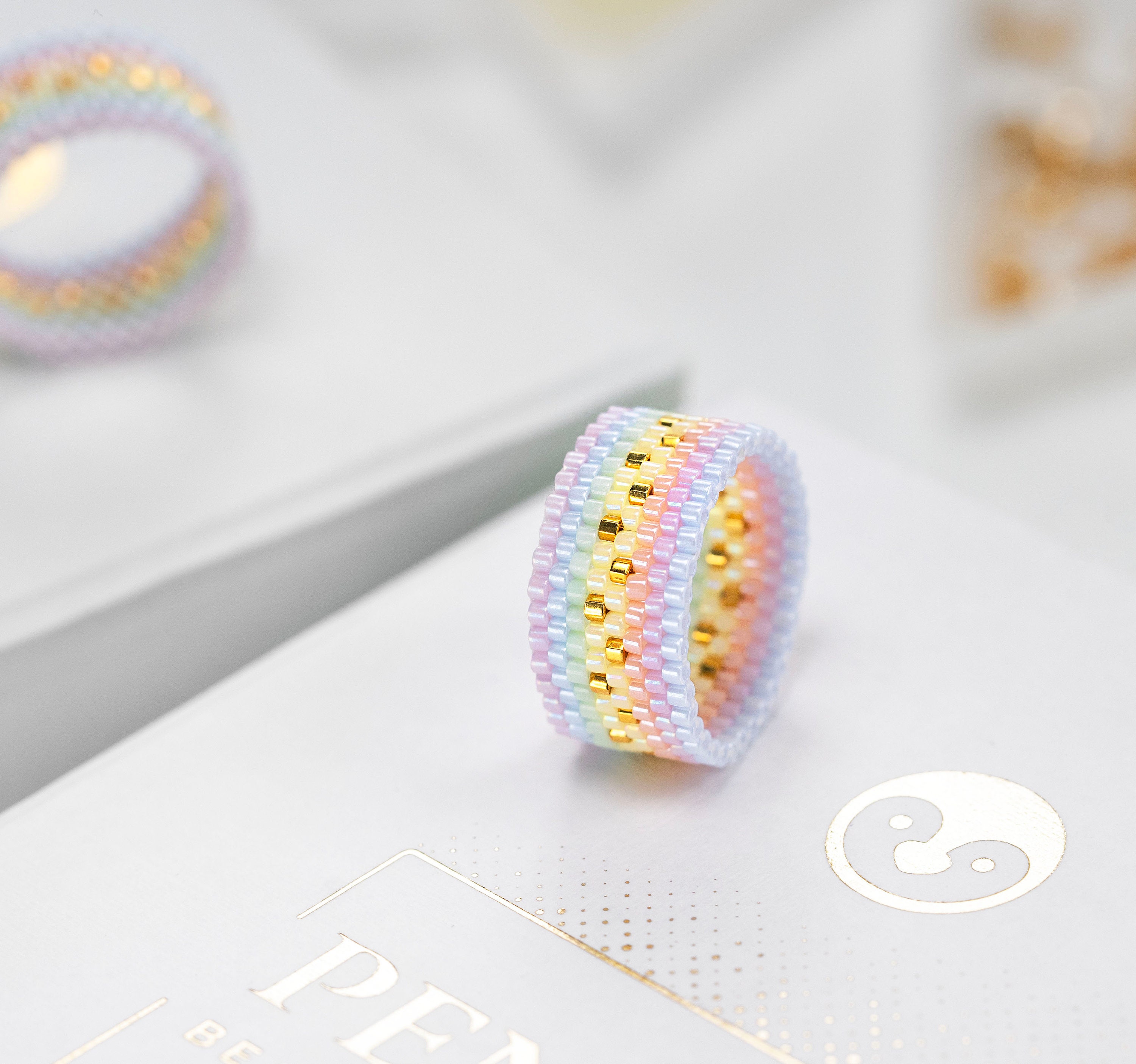 Beaded Ring as Seed Bead Ring Pattern - Peyote Even Count