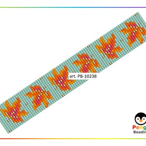 Perlen Ahornblätter Loom Armband - Miyuki Delica Perlen Blumenmuster PB-10238