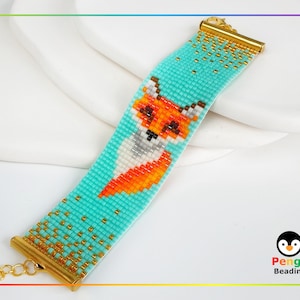 Beaded The FOX Loom Bracelet - Miyuki Delica Beading Animals Pattern PB-10108