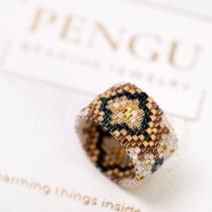 PDF Pattern Beaded Ring as Seed Bead Ring - Peyote Even Count Ring Beading Pattern, Miyuki Delica Beads, PB-10196, Sogdiana collection