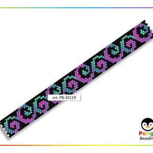 Beaded Colorful Metal Peyote Even Count Bracelet Pattern - Miyuki Delica Beading Pattern PB-10119