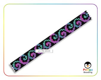 Beaded Colorful Metal Peyote Even Count Bracelet Pattern - Miyuki Delica Beading Pattern PB-10119