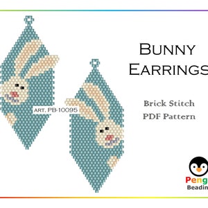 Pendientes FBunny con cuentas - Miyuki Brick Stitch Animals Patrón de cuentas PB-10095