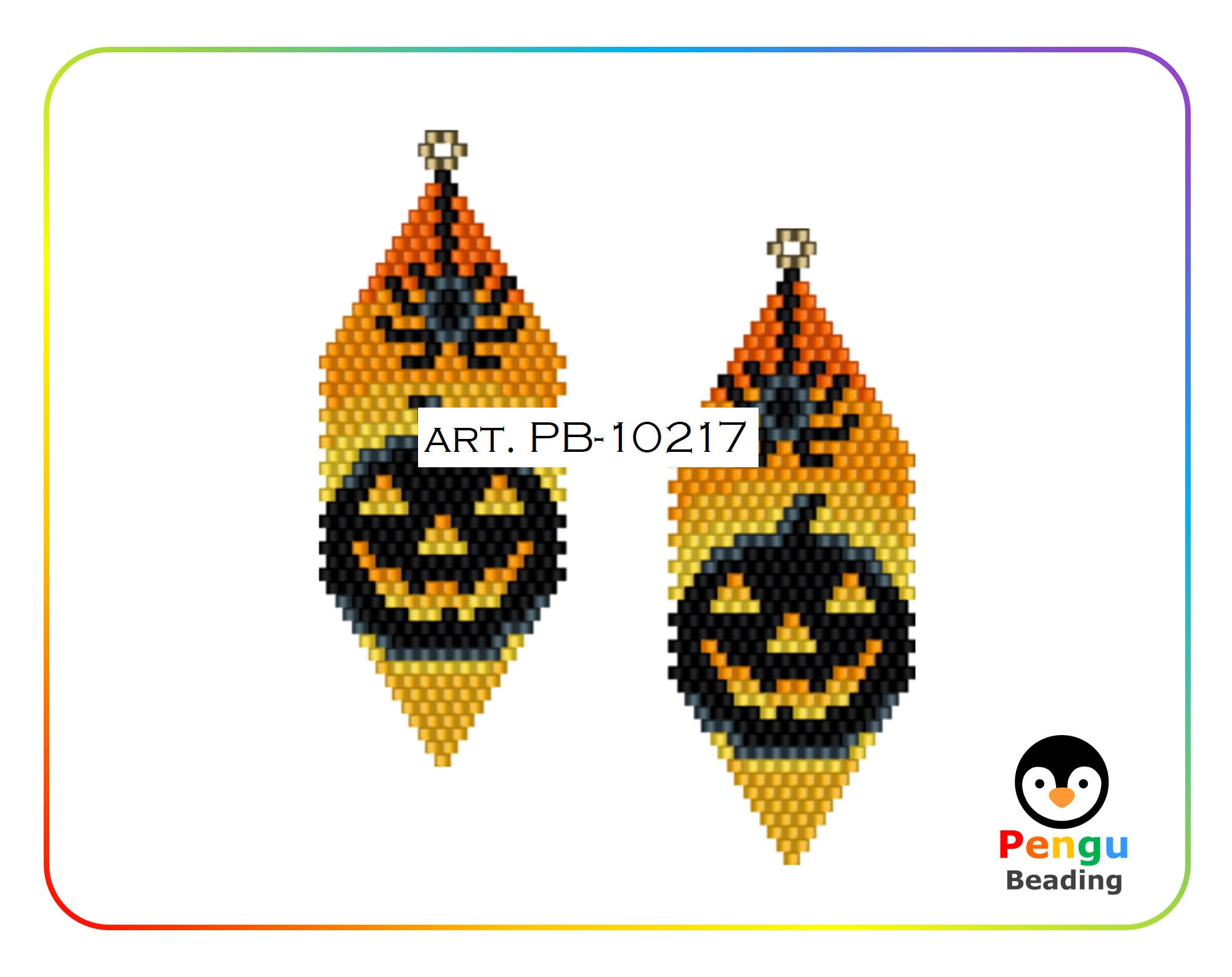 Beaded PUMPKIN HALLOWEEN Earrings - Miyuki Brick Stitch Beading Pattern ...