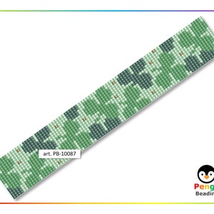 Perlen Klee Blätter Loom Armband - Miyuki Delica Perlen Muster PB-10087