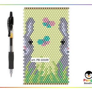 Puede incluir: Un patr&oacute;n de abalorios para un conejito colorido con flores y hierba. El patr&oacute;n est&aacute; etiquetado como "art. PB-10109".