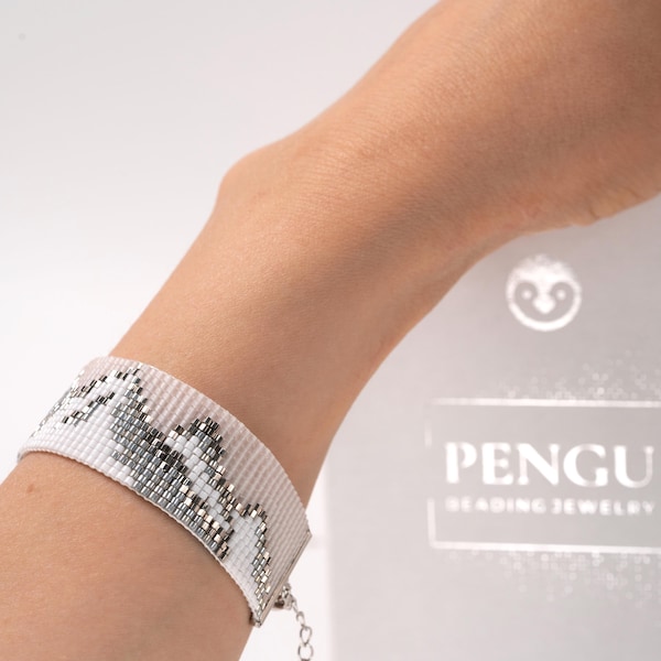 Pulsera de cuentas de montaña - Patrón de telar de cuentas Miyuki Delica PB-10363