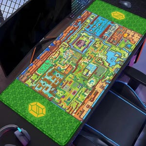 Zelda Retro Pixel World Map Gaming Mouse Pad Green Rupee Extended Desk Mat Mousepad