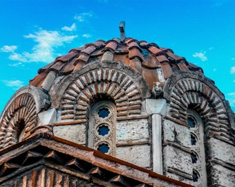 Ancient Greek Byzantine Architecture Dome of Holy Church, Athens Greece Canvas, Metal, Acrylic Photograph - Wall Art Print