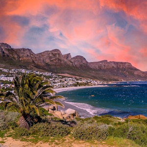 The Twelve Apostles Mountain Range of Table Mountain Overlooking Camps Bay, Cape Town, South Africa. Canvas Photograph Wall Art Print