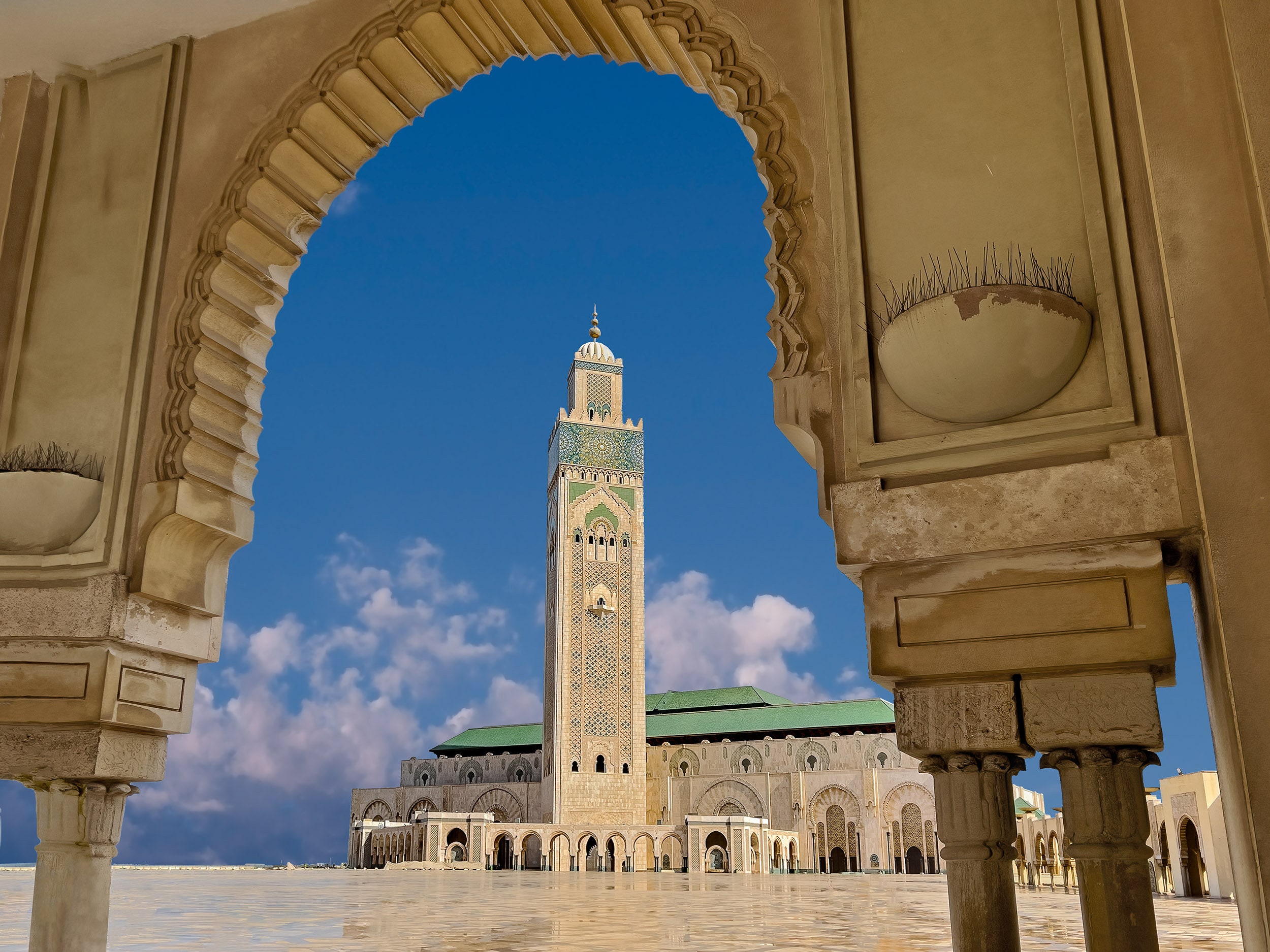 Hassan II Mosque in Casablanca Morocco World's Second Tallest Minaret is a World Landmark, Moroccan Decor, Canvas Photography Print