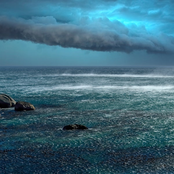 Stormy Ocean with Rocks Near the Twelve Apostles, Cape Town South Africa - Canvas Photograph Wall Art Print