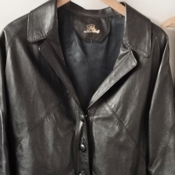 Veste en cuir noir Paolo Stefanelli