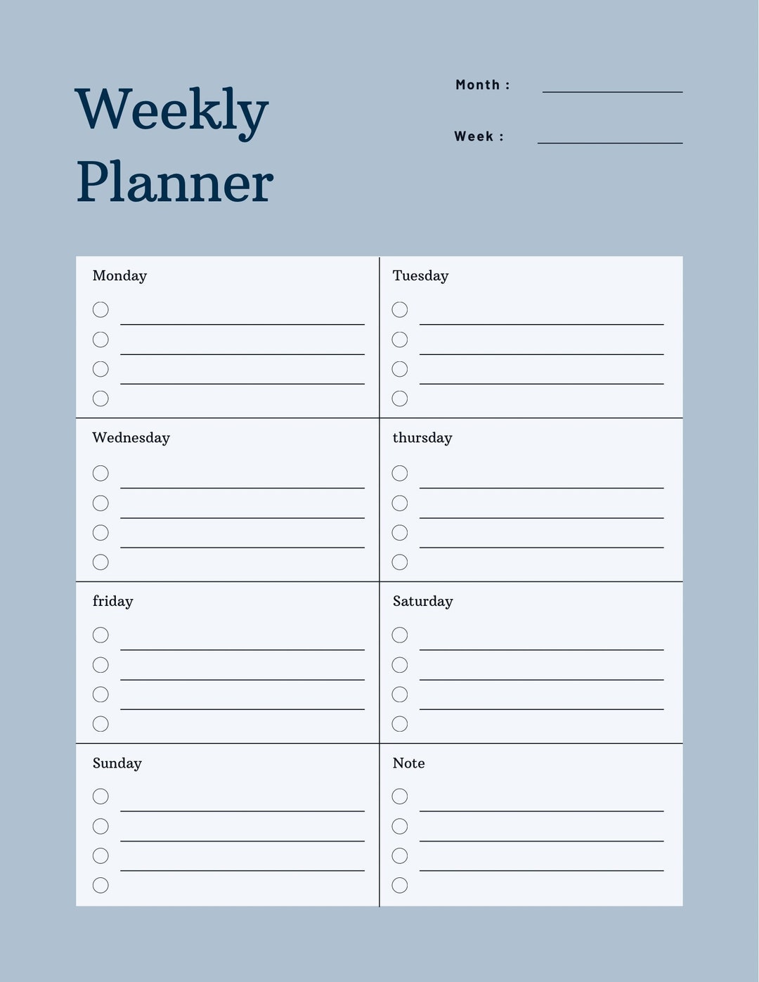 Weekly Planner, Instant Download, Printable, Motivational Planner - Etsy