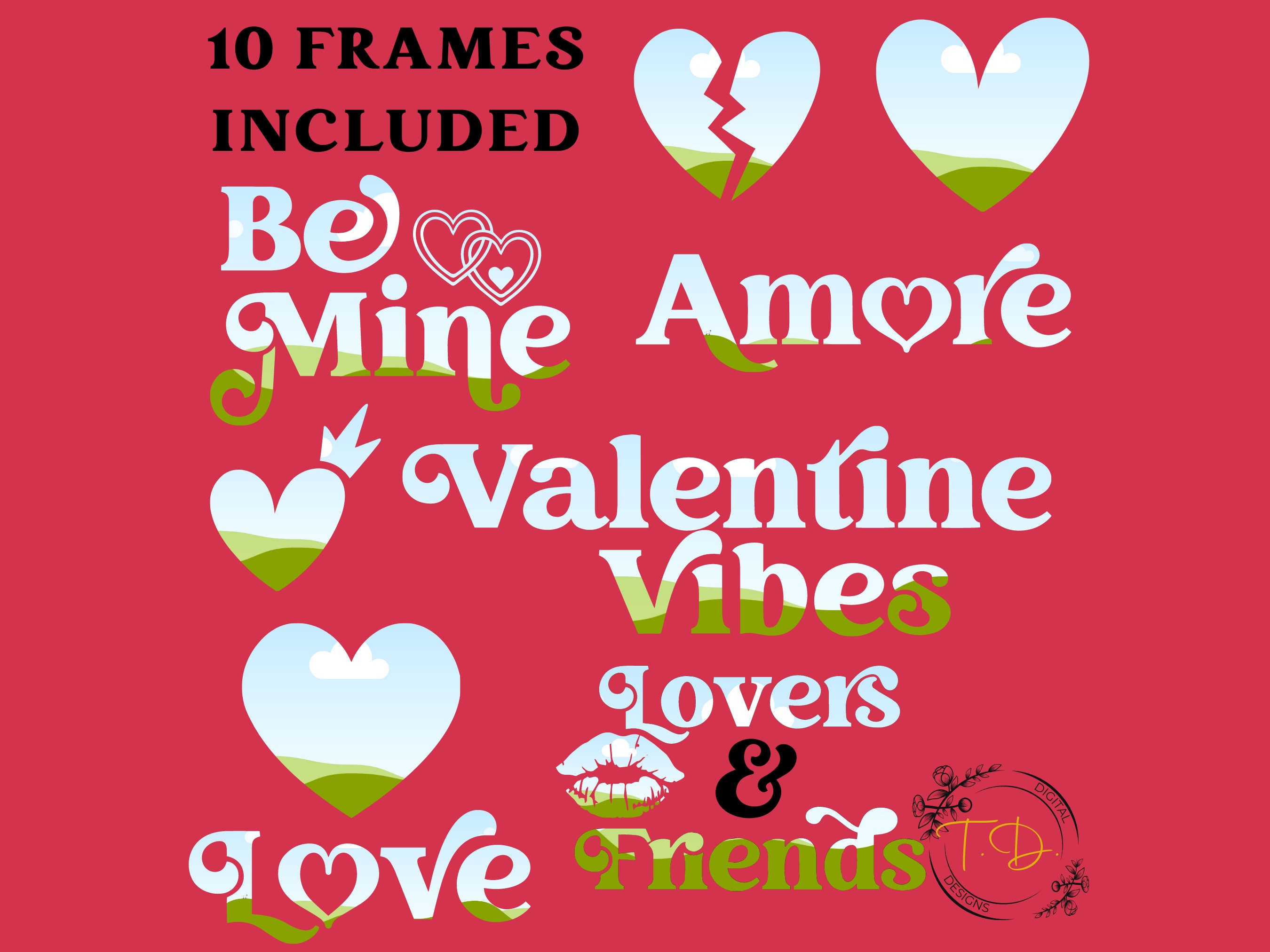 Valentine's Day Canva Frame Bundle | Perfect for Romantic Designs, Drag ...
