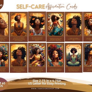 Self Care Digital Affirmation Cards | Printable | High Quality | African American | AI Art | Commercial Use | Limited Edition