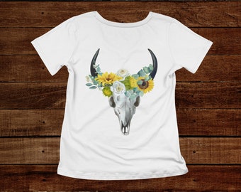 Cow Skull Floral Tee