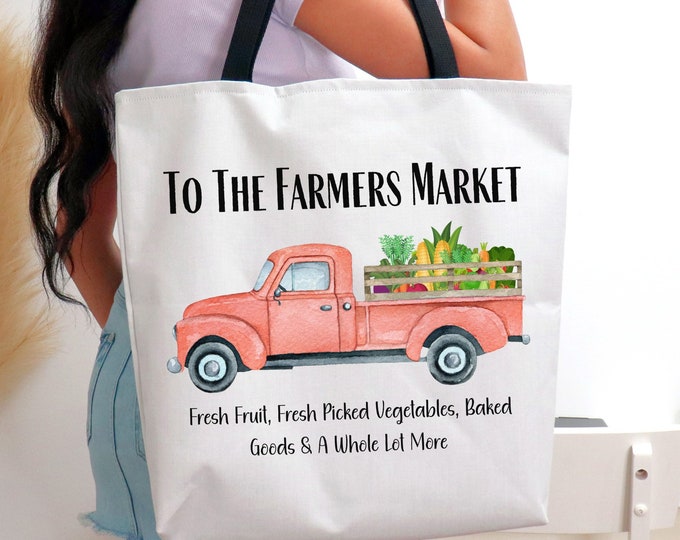 Farmer's Market tote bag gift, grocery tote bag, book tote bag, fruit & veggie tote bag, fresh goods tote bag gift