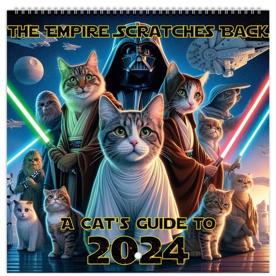 star-wars-inspired-2024-cat-art-calendar-jedis-yoda-princess-leia-sith-favorite-characters-and-scenes-animal-rescue-donation-etsy