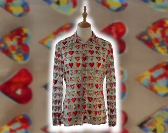 Gianni Versace transparent shirt with heart pattern