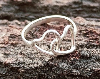 Double Heart Ring - Love Heart Ring - Heart Shape Ring - 925