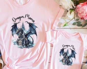 Dark Fairytale Dragon Shirt, Personalized Family Couple Kids Group Dragon Matching Tee, New Mom Dad Baby Custom Outfit, DnD Dragon Gift