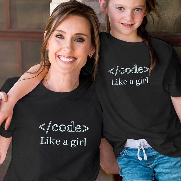 Code Like A Girl Shirt, Custom Family Group Couple Kids Baby Matching Coding Shirt, IT Computer Science Student Tee, Software Engineer Gift