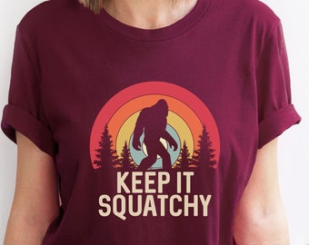Keep It Squatchy Unisex T-Shirt, Bigfoot Yeti Shirt, Family Group Matching Camp Hiking Shirt, Travel Outdoors Shirt, Nature Lover Gift