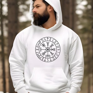 Vegvisir Viking Compass Hoodie or Sweatshirt Runes Goth Pullover Men Icelandic Nordic Runes Gift Berserker Wikinger Odin Norse Clothes Top
