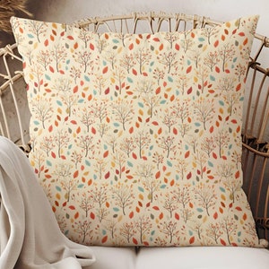 Boho Autumn Leaves Pillow 1, Fall Throw Pillow Cover, Cute Farmhouse Rustic Minimalist Retro Thanksgiving Pillowcase 14x14 16x16 18x18 20x20