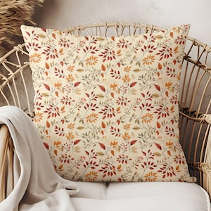 Boho Autumn Leaves Pillow 2, Fall Throw Pillow Cover, Cute Farmhouse Rustic Minimalist Retro Thanksgiving Pillowcase 14x14 16x16 18x18 20x20