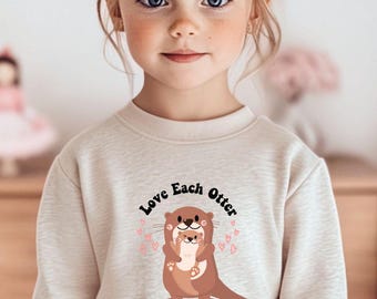 Otter Sweatshirt Hoodie Youth Toddler Adult Otter Clothes Cute Funny Sea Otter Shirt Marine Wildlife Crewneck Sweater Love Each Otter Hearts