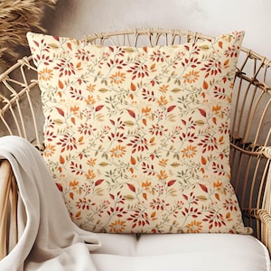 Boho Autumn Leaves Pillow 2, Fall Throw Pillow Cover, Cute Farmhouse Rustic Minimalist Retro Thanksgiving Pillowcase 14x14 16x16 18x18 20x20