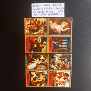 Pinturas sobre sellos postales. Series completas