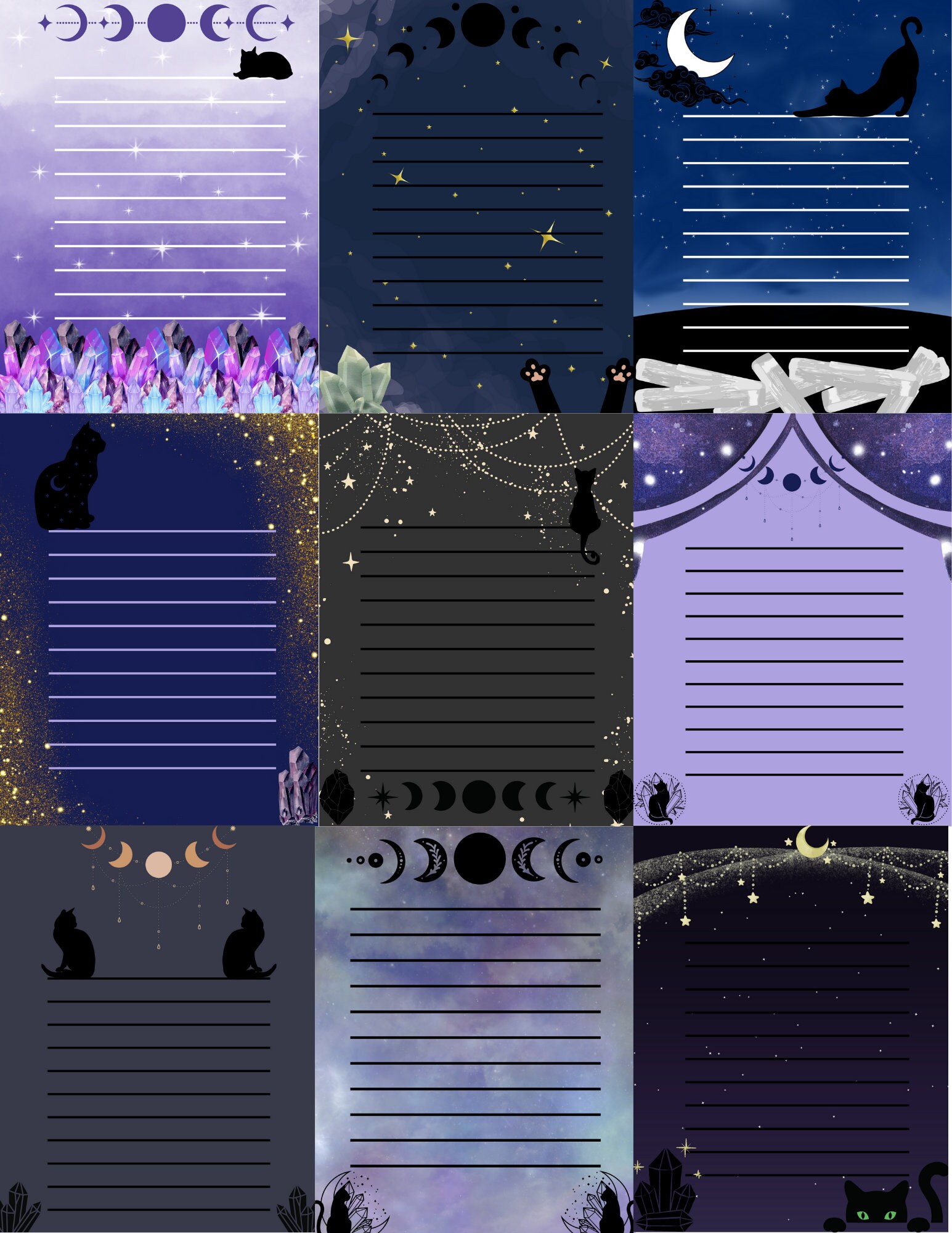 Lined Notepad Instant Download Printable Cat Moon - Etsy