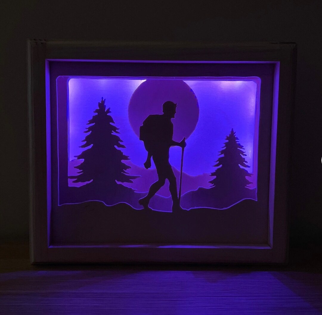Male Hiker Layered Scene Light Box Gift for Outdoorsman Etsy