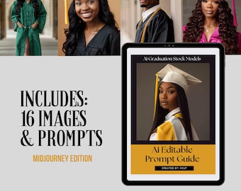 Graduation Stock images, Graduate Mockups, Grad Models, Senior Photos, Ai Prompt Guide, Ai Senior Images, Midjourney, Cap & Gown Photos