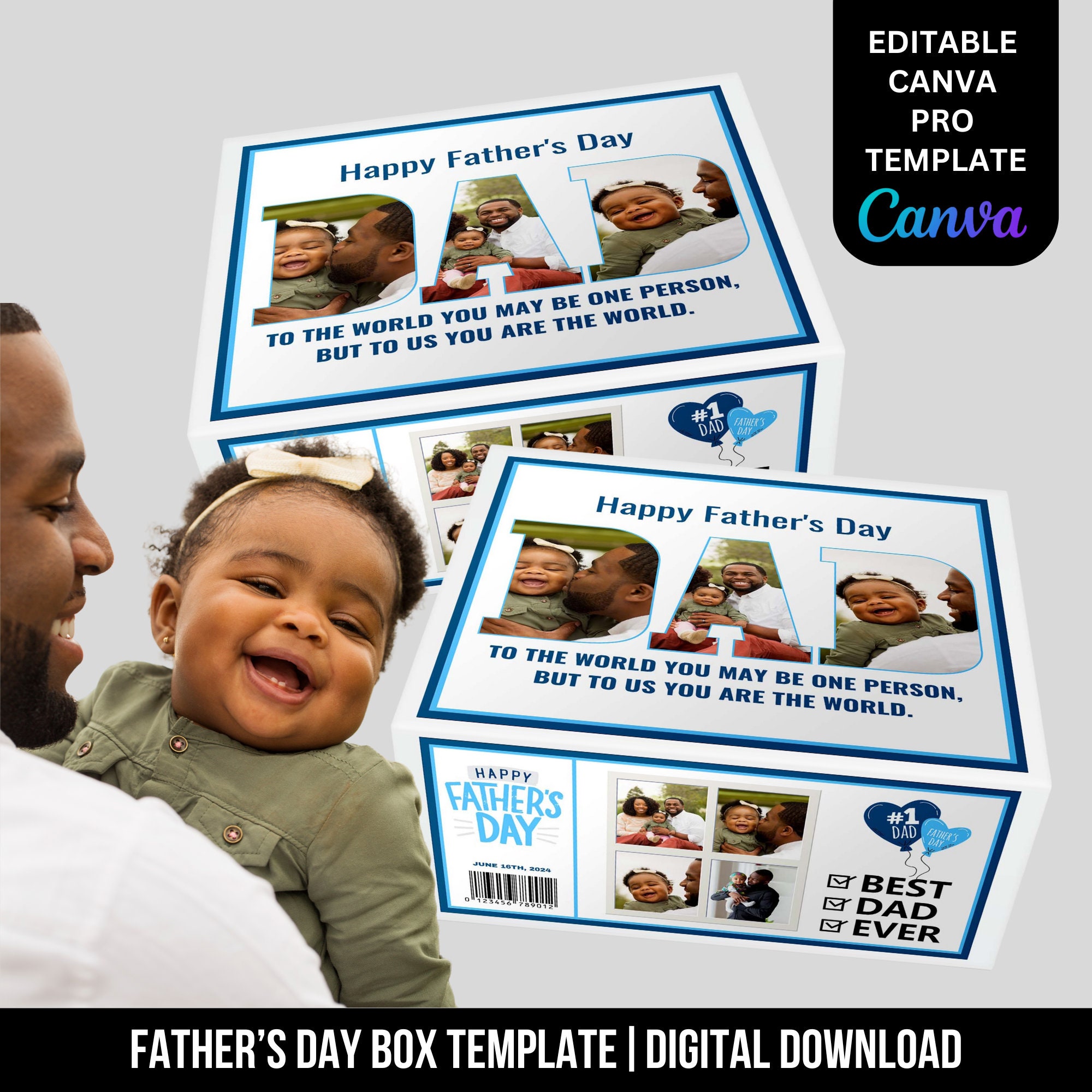 Father's Day Box, Father's Day Gift, Father's Day 2024, Box Template