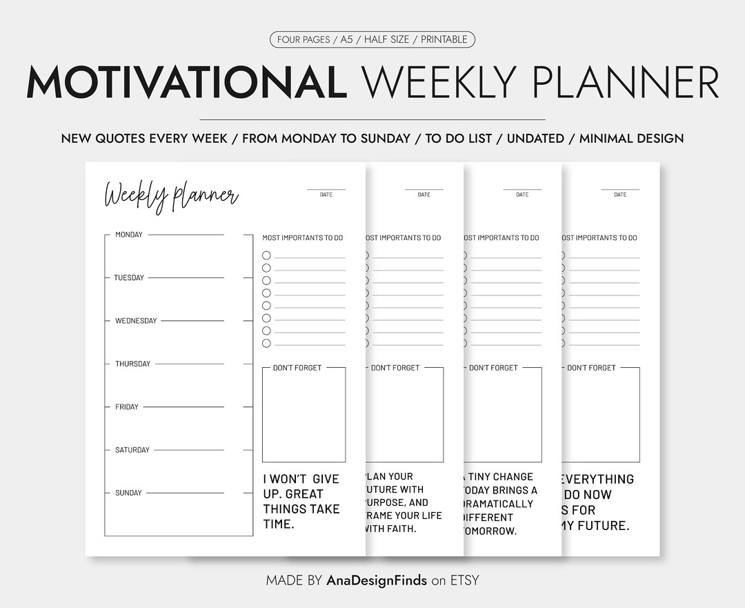 Motivation Planner Layout This item is unavailable - Etsy