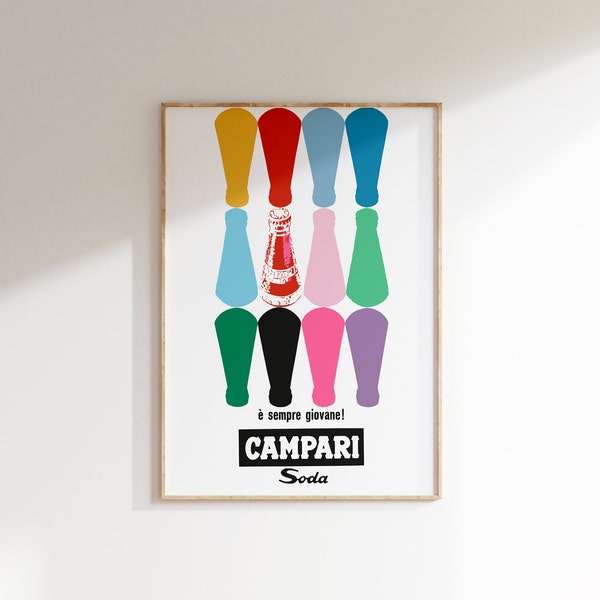 Vintage Campari Poster / Instant Download Large Print / Funky Colourful Wall Print