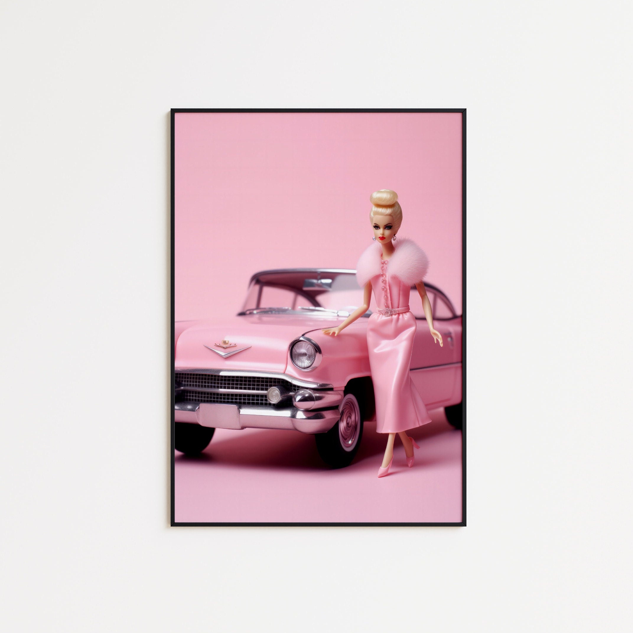Mattel 2023 Barbie “Phenomenal 1959” Hot Pink Race Car Sz M White T-shirt
