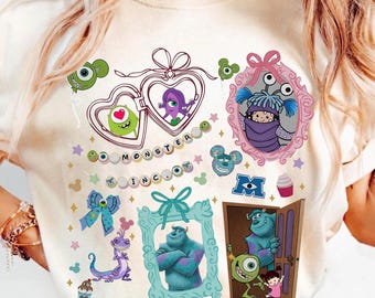 Disney Retro Coquette Bow Monster Shirt, Custom Mike Sulley Characters, Vintage Family Trip Apparel